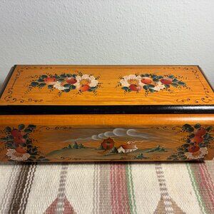 Vintage Hand-Painted Wooden Box Signed and Dated